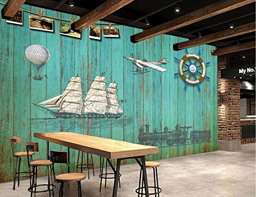 ZXCHEE Fototapete Holzbretter Mediterranen Stil 400x280cm Tapete Kinderzimmer Vliestapete Wohnzimmer Schlafzimmer Wandtapete Deco