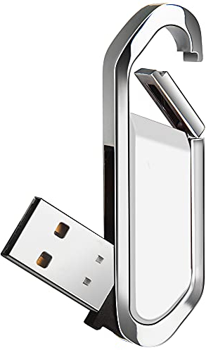 Clé USB 64 Go Mémoire Stick Portable avec Porte-Clés USB 2.0 Flash Drive pour Stockage de Données Externe, Blanc