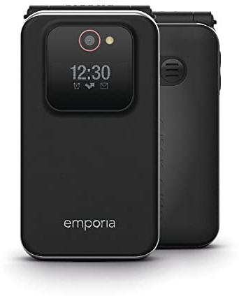 Emporia Joy-LTE | Teléfono móvil para Personas Mayores 2G | Plegable sin Contrato | Teléfono móvil con botón de Llamada de Emergencia | Pantalla de 2,8 Pulgadas | Negro