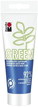Marabu 14500050095 - GREEN LINE Alkyd-Farbe, azurblau, 100 ml Malfarbe auf Wasserbasis, klimaneutral, matt, lichtecht, wetterfest (nach 24h Durchtrocknung), 92 % aus natürlichen Rohstoffen