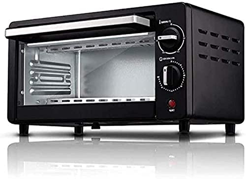 Mini horno de cocina, 10 litros de capacidad, mini horno eléctrico y grill, mini horno y grill negro, horno multifunción, mini horno, temporizador de 60 minutos, control de temperatura de área ampli