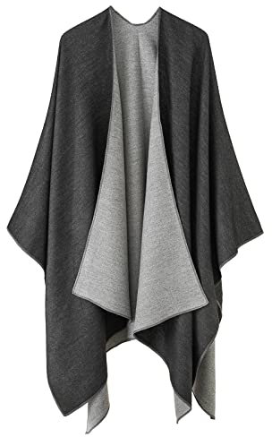 colornival Poncho Damen Winter Warm Elegant Poncho Decke Poncho Cape Strick Poncho Mantel Winter Poncho Schal Frauen Geschenk für Geburtstag Weihnachten(Schwarz)