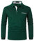 APAELEA Men's Long Sleeve Polo Shirt Casual Rugby Shirts with Plaid Down Collar,Green,XL
