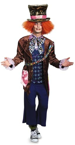 Disguise Verrückter Hutmacher-Kostüm, offizielles Alice im Wunderland-Outfit für Erwachsene (klein)