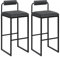 WOLTU 2X Taburetes Altos Cocina con Respaldo Bajo, Asiento Cuadrado Tapizado en Terciopelo, en Estructura de Metal, Gris Oscuro, BH343dgr-2