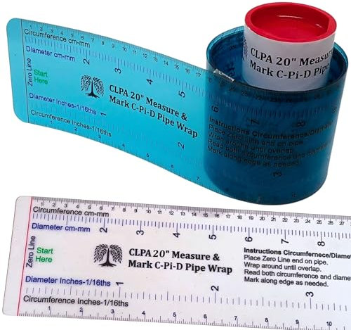 CLPA 20 Diameter Measure & Mark C-Pi-D Pipe Wrap Around - A Pipe Measure & Marking Tool, & Pipe Cutting Guide. Wrap Around & Read Through Design for Circumference, Diameter, Marking & Cutting