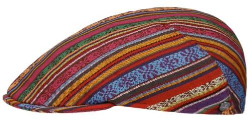 LIERYS Fresh Stripes Flatcap Schiebermütze Herren Atmungsaktiv Made in Italy Frühjahr Sommer rot S (54-55 cm)