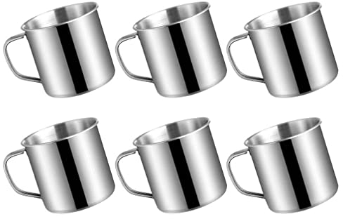 Zerodeko 6 Pezzi Bicchiere in Acciaio Inox Tazza caffè in Metallo Boccale di Birra Bicchiere d'Acqua in Metallo Tazza per Bevande Acciaio Inossidabile Campeggio Bicchiere di Succo Bambino