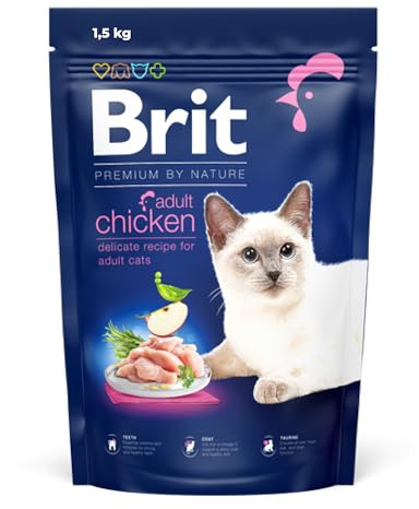 Brit Premium Trockenfutter mit Huhn für Erwachsene Katzen, 1,5 kg | Unterstützt Harnwege & pH-Balance, leicht verdaulich, mit Huhn, ausgewogen, für ausgewachsene Katzen, fördert Haut & Fell