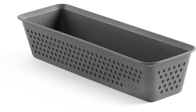TATAY Bohol Aufbewahrungsbox Slim | Schubladen Organizer | Minimalistisches funktionales Design | Ordnung für Zuhause & Büro | Recycelt BPA-frei | 8,5x26x5,5 cm, Grau