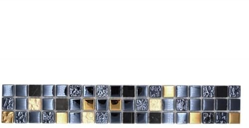 Mosaik Borde Bordüre Glasmosaik Naturstein schwarz gold beschichtet MOS92BOR-650