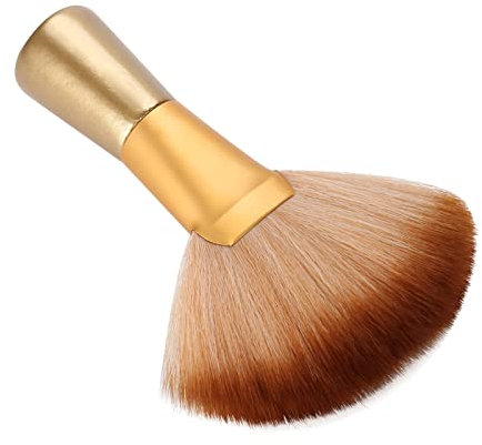Golden soft large fan shaped salon stylist barber neck and face dusting brush for hair cleaning and hair styling barber tools hairdressing brush