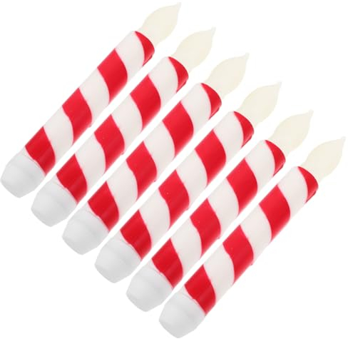ARTIBETTER 6st Lutscherkerze Gefälschte Weihnachtskerzen Weihnachtliche Tischdekoration Kerzen Mit Zeitschaltuhr Elektrische Stabkerzen Batteriebetriebene Stabkerzen Zuckerstange Led Spiral-