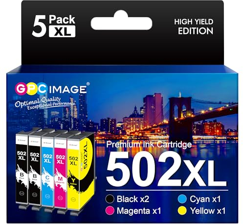 GPC IMAGE 502XL Multipack Kompatible für Epson 502 502XL 502 XL für Epson Workforce WF-2860 WF-2865 WF-2880 WF-2885 XP-5100 XP-5105 XP-5115 XP-5150 XP-5155 WF-2860DWF WF-2865DWF WF-2880DWF (5er-Pack)