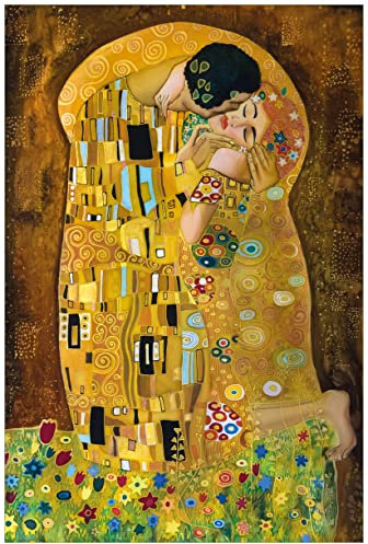 Wallario Wandbild aus Acryl, 60 x 90 cm, freischwebende Optik - Der Kuss von Klimt