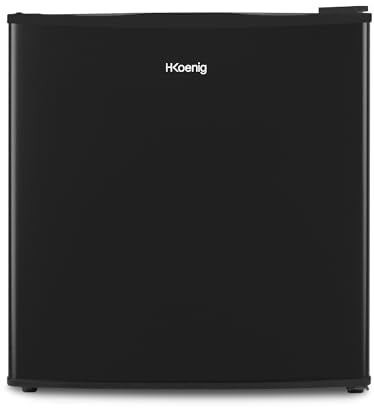 H.Koenig Mini-Kühlschrank FGX470 Schwarz, 45 Liter, Kompakt, Leise, Reversible Tür, Einstellbarer Thermostat, 4-Liter-Eisfach, Verstellbare Füße, 39 dB.