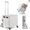 The Fellie Folding Shopping Cart Trolley with Stair Climbing Wheels, 50L & 50KG Collapsible Trolley Box Cart with Aluminium Telescopic Handle, Boot Cart with One-piece Lid for Shopping(White Grey)
