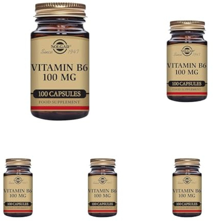 Solgar Vitamin B6 100 mg Vegetable Capsules - Pack of 500 - Supports Energy, Reduces Fatigue - Red Blood Cell Formation - Immunity - Vegan