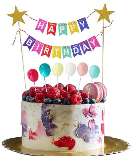 Alles Gute Zum Geburtstag Kuchen Topper Bunting Set, Tortendeko Geburtstag, Kuchendeko Geburtstag Junge für Kinder Geburtstagsfeier, Ballon Tortendeko