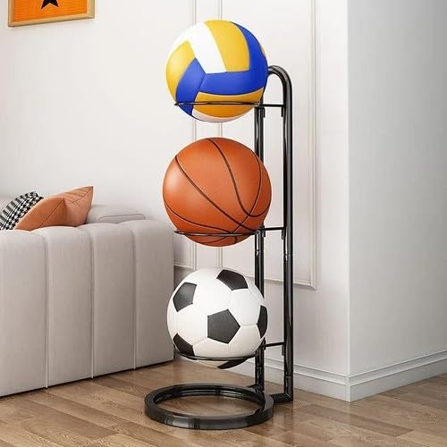 StyBtt 3 Capas Soporte Balon Futbol, Estante Soporte Balones, Estante de Almacenamiento de Pelotas, ​​Estante para Pelotas de Fútbol, Soportes de Baloncesto de Pelotas Extraíble
