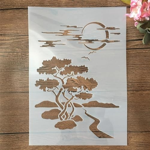 Schablonen zum Malen auf Holz, A4, 29 cm, Zweigbaum, Ginkgo-Blatt-Schablonen zum Basteln, wiederverwendbar für Wände, Leinwand, Stein, Stoff, Holz, Schilder, Muster L