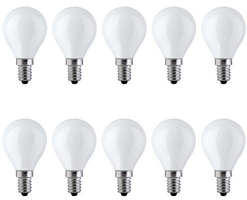 Leuci 10 x Glühbirne Tropfen 25W E14 Opal Weiss MATT Glühlampe 25 Watt Kugellampe warmweiß dimmbar