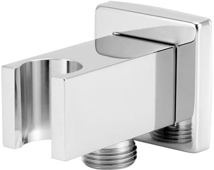 QWORK® Raccord de tuyau chromé avec support de douchette, laiton G1/2, support de douche universel, facile à installer