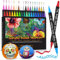AOSUCO Acrylstifte für Steine Wasserfest, 36 Dual Tip Steine zum Bemalen Acrylstifte Wasserfest, Acrylstifte für Holz Papier Glas Kunststoff Leinwand Muscheln, Kinder Halloween Kürbis zum Bemalen