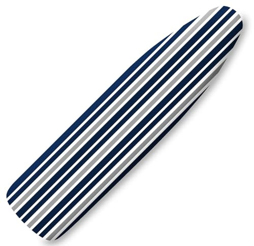 Extra Thick Ironing Board Cover and Pad, Navy Blue and Gray Stripes 15x54 Ironing Board Cover, Resist Scorching and Staining,Elastic Edges,Striped Boho Minimalist Modern