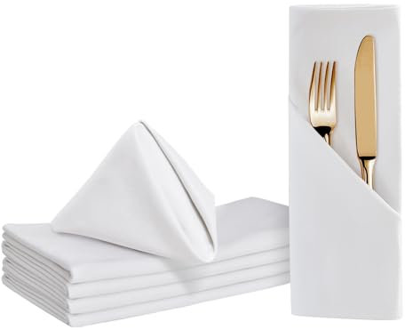 BALCONY & FALCON Baumwollservietten 50x50cm Weich und saugfähig Waschbar Faltbare Servietten Geeignet für Hochzeiten Feste Familienfeiern Hotels Partys Packung 6 Stück Weiß