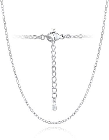 Silvora Stapelbare Damen Panzerkette Silber 2mm breit Edelstahl Kubanische Gliederkette Edelstahlkette Damen Ankerkette 46cm lang Frauen Rolokette Halskette Silber ohne Anhänger
