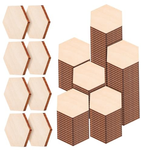 Operitacx 200stücke Sechseckige Holzscheiben Aus Unbehandeltem Buchenholz Holzblöcke Basteln Diy Holzscheiben Hexagon Für Dekoration Geburtstag Weihnachten