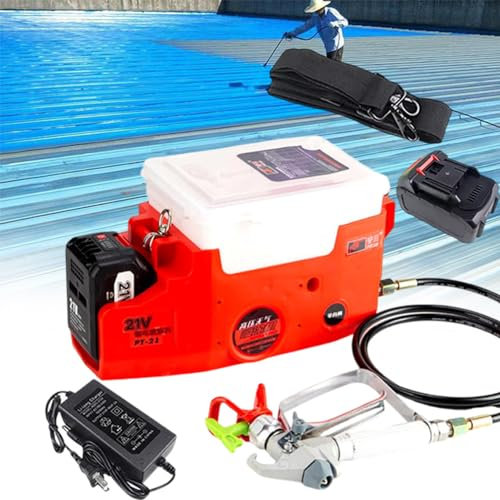 Pulvérisateur de peinture portable avec batteries 5000mAh, pulvérisateur de peinture sans fil haute pression 500W avec tuyau de 1,5 m, 6 vitesses, outil de pulvérisation de murs de meubles, rouge