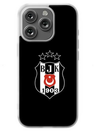 Gök-Türk Weiche Silikonhülle Hülle Besiktas BJK für iPhone 14, 14 Pro Max, 15, 15 Pro, 15 Pro Max,16, 16 Pro, 16 Pro Max - schwarz (16 Pro)