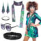 5 Stück Disco Accessoires, 70er Jahre Kostüm Pailletten Stulpen Disco Sonnenbrille Damen Ohrringe Armband Stirnband und Schals 70er 80er Jahre Glitzer Kostüm Festliches Outfit Damen