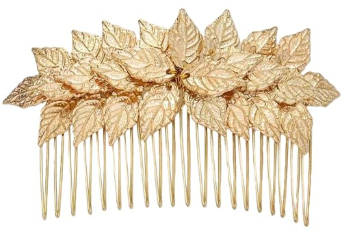 Coup de côté français pour femmes Combs de cheveux dorés en forme feuilles