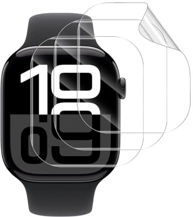 GEEMEE para Apple Watch 10 42mm Protector de Pantalla, 3 Piezas Humedecido Instalacion Anti-Bubble HD Protector de Pantalla Film