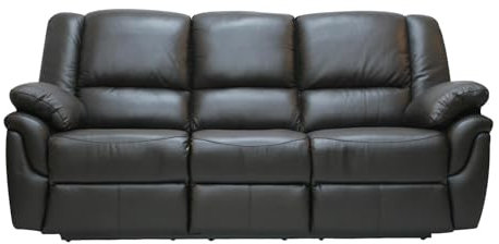 Bostonsofa Alabama 3-Sitzer Ledersofa mit Relaxfunktion - Hochwertiges Relaxsofa mit Liegefunktion - Zero-Wall System -Taschenfederkern - Echtleder & Kunstleder - ideal für Wohnzimmer - Dunkelbraun
