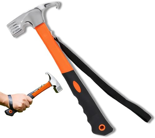 Camping Hammer Tent Peg Puller, 12 high Carbon Steel Tent Hammers | Camping Hammer Heavy Duty, With Holding Stra, For Family and Outdoor Campings Picnic Tent or Hiking Backpacking