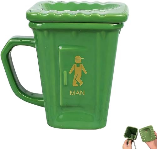 Tazza in ceramica a forma di toilette accovacciata, divertente tazza da bagno per scherzo, tazza da bagno unica, tazza da bagno con coperchio, per ufficio e casa