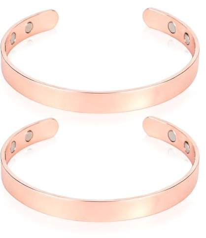 2pcs Magnetic Copper Bracelets, Universal Adjustable Pure Copper Magnetic Bangle Bracelet Stylish Jewelry Accessories Suitable for Women Men