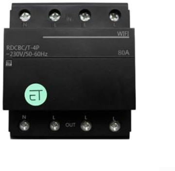 Interrupteur relais intelligent 4P-80A WiFi Smart Timer Relais Switch Compatible avec les systèmes d'alimentation triphasé Peut être contrôlé via un téléphone portable ou une tablette Noir 1 pièce