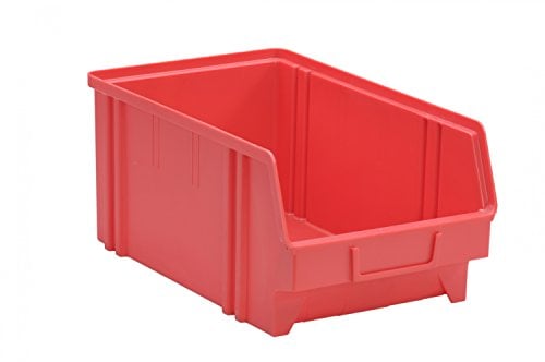 hünersdorff Sichtbox / Stapelbox / Lagerbox in Größe 4, aus Polystyrol, hohe Formstabilität und Belastbarkeit, Farbe: Rot