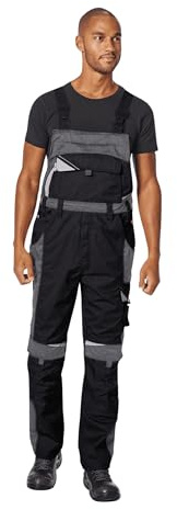 pka elastische Arbeitslatzhose für Herren BESTWORK - Allrounder für Bau, Handwerk, Industrie & Heimwerker in Schwarz/Grau Größe 44