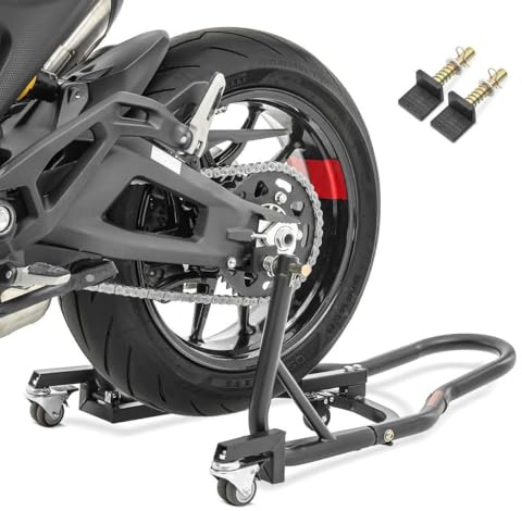 ConStands Mover II Universal - Motorrad Montageständer Kompatibel mit KTM 690 Enduro/R, 690 SMC/R, 690 Supermoto SM/R Hinten Rangierhilfe Hinterrad-Ständer Heber Schwarz Matt