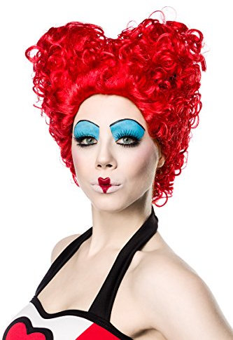 Rote Damen Locken Perücke Wig in Herzform kurz Red Queen Perücke