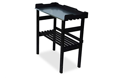 GartenDepot24 Pflanztisch mit verzinkter Arbeitsplatte schwarz B 80 x T 40 x H 82 cm