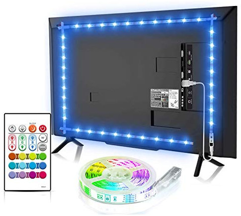 Bason LED TV Backlight, 13.09 ft/399 cm USB LED Strip RGB, DIY 4096 Colours LED Strip with 24 Button Remote Control, LED Lighting for 60-70 Inch TV/Wall Mount Cinema Decoration
