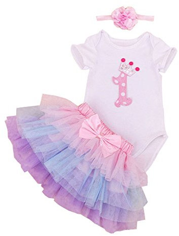 BabyPreg Bebé Niñas 1er Cumpleaños tutú con Juego de Diadema (12-18 Meses, Púrpura)