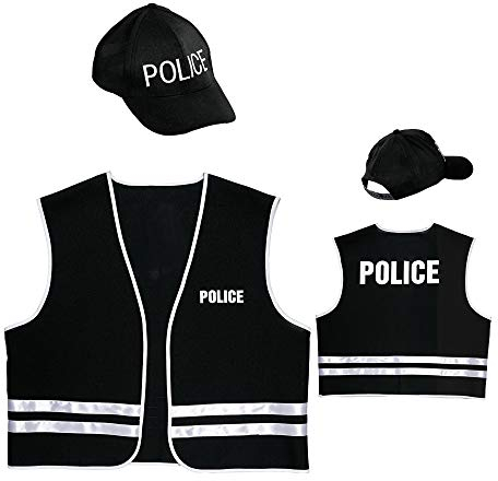 W WIDMANN MILANO Party Fashion - Set de disfraz de policía, chaleco, gorra, fiesta temática, carnaval